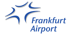 Blau-graues Logo von Frankfurt Airport: Wort- und Bildmarke.
